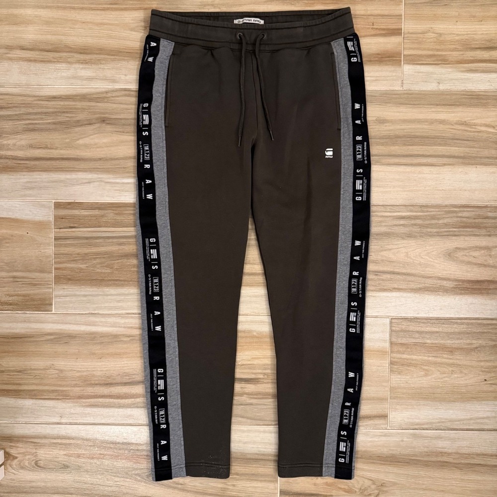 G-Star RAW Mens Tapered Logo Side Stripe Sweatpants Charcoal D17659-A971-995 M